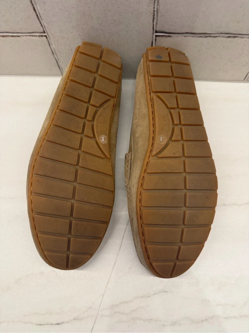 Gucci Men's Suede Loafers in Taupe